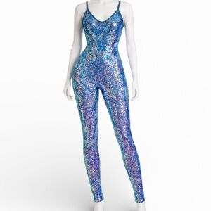 NWT J. VALENTINE Lavender Dreams Mermaid STRETCH SEQUINS Jumpsuit SIZE S/M